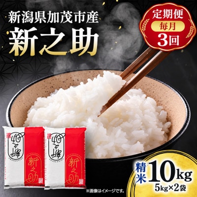 【毎月定期便】新之助　精米10kg(5kg×2袋)　お米全3回