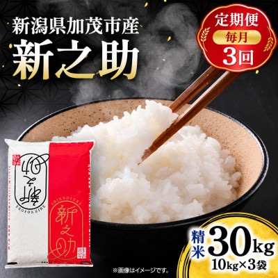 【毎月定期便】新之助　精米30kg(10kg×3袋)　お米全3回