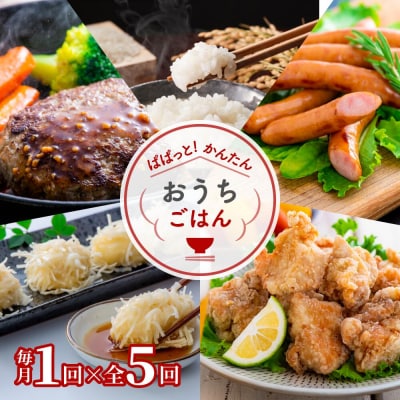 お手軽ごちそう定期便 計5回 ハンバーグ 海鮮シュウマイ 大分からあげ ウインナー 無洗米