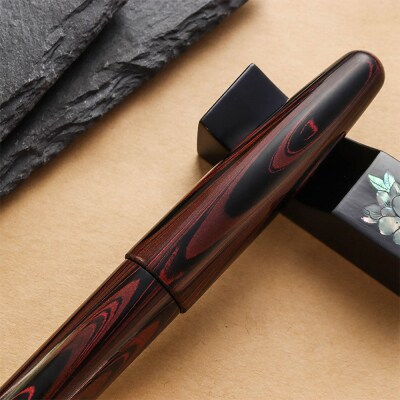 夢万年筆 誠エボナイト マーブルレッド 細字 F