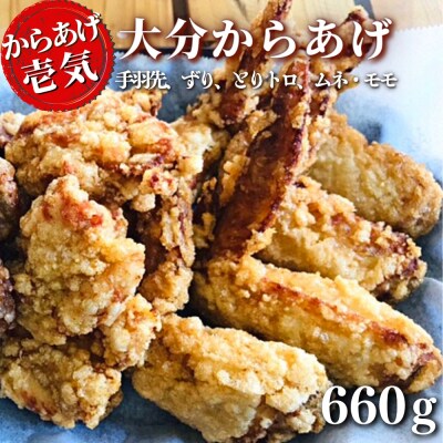 【からあげ壱気】 大分からあげ 660g (モモ、とりトロ、ムネ、ずり、手羽先)