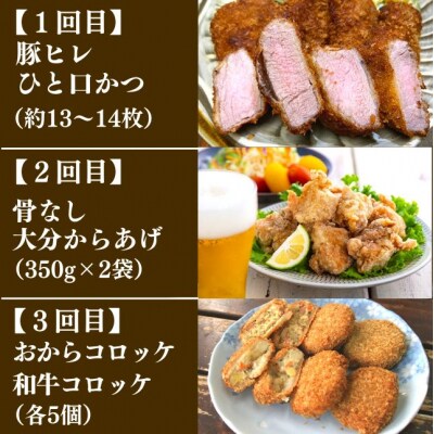 定番! 揚げ物 定期便 豚ヒレカツ からあげ コロッケ 全3回