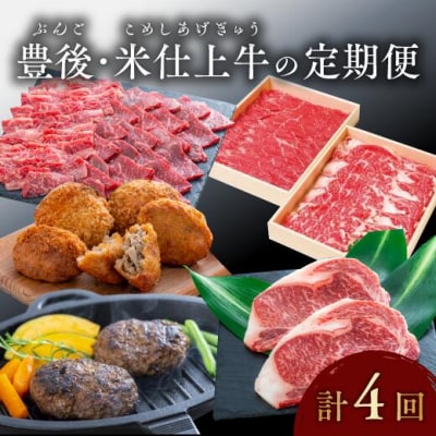 厳選!!豊後・米仕上牛食べ尽し定期便(豊後高田市限定・毎月お届け・4回発送)