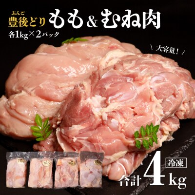 鶏肉 特別飼育 豊後どり もも肉・むね肉セット 計4kg 各2kg 冷凍 国産 九州 鶏肉