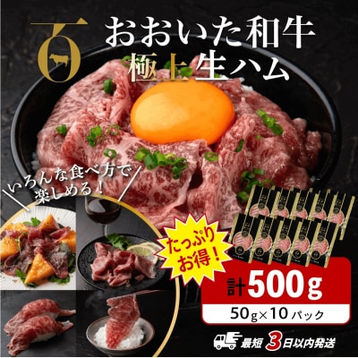 【最短3営業日発送】もも 生ハム 500g (50g×10P) おおいた和牛 小分け ハム 黒毛和牛