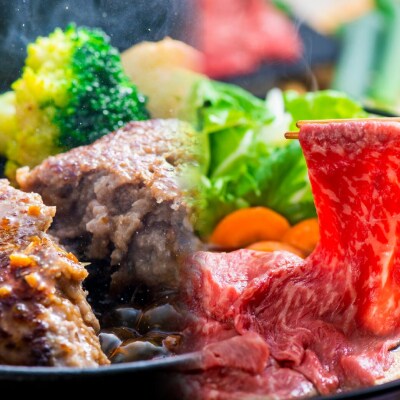 【スピード発送】 豊後牛ハンバーグ(約100g×9個)&黒毛和牛おまかせすき焼き肉(500g)セット