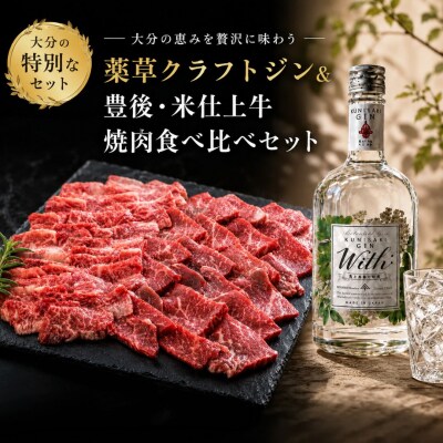 薬草クラフトジン&豊後・米仕上牛焼肉食べ比べセット<複数個口で配送>