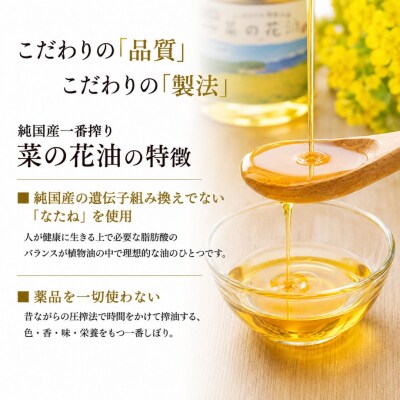 【隔月定期便】純国産一番搾り菜種油「菜の花油」1.5L× 3回