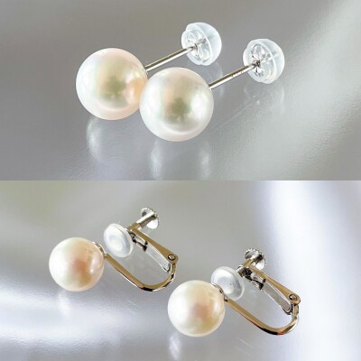あこや真珠(ホワイトピンクのイヤリング8.5mm～9.0mm)ケース付き 