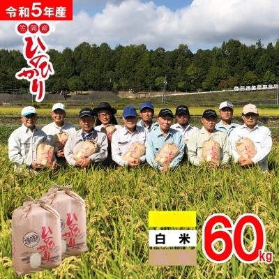 【令和5年産 新米先行受付】白米 岡山県産 ひのひかり 笠岡産 60kg 太陽の恵み O-2_60k