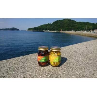  真鍋島赤にんにくしょうゆ漬とオリーブオイル漬のセット　A-194