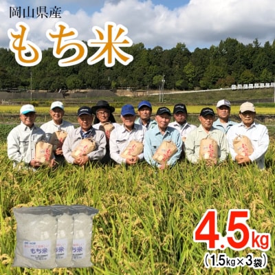 岡山県産 もち米 4.5kg(1.5kg×3袋) ひめのもち 餅 おこわ 餅つき 栗ご飯