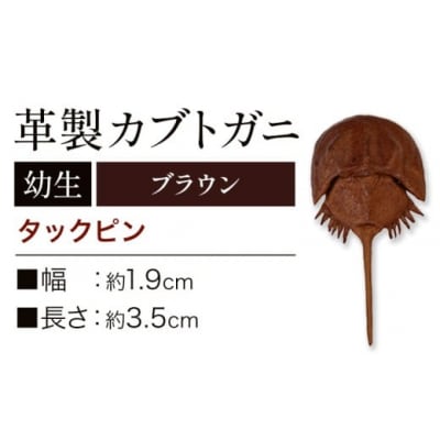 革製カブトガニ 幼生 ブローチ 【タックピン:ブラウン】J-14_b