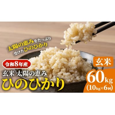 【令和8年産 先行受付】玄米 ひのひかり 笠岡産 60kg 太陽の恵み O-16a_60kg_玄米