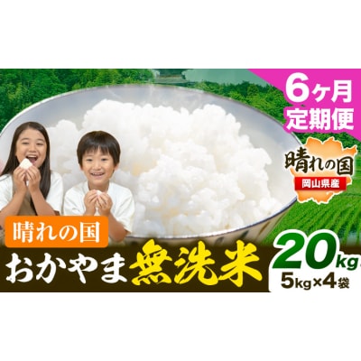 6ヶ月定期便 おかやま無洗米 20kg 米《お申し込み月の翌月から出荷開始》岡山県 笠岡市 無洗米