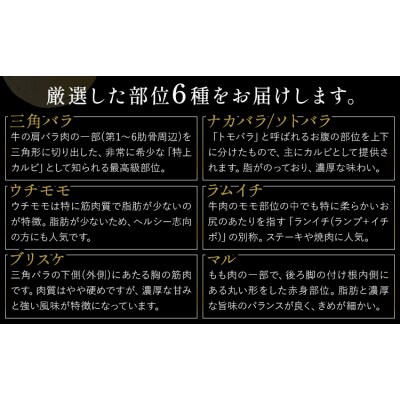 牛肉 国産 焼肉用 食べ比べ 岡山県産牛 全6種 計500g《60日以内に出荷予定(土日祝除く)》 