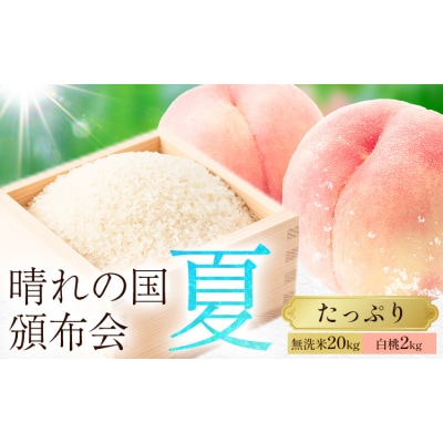 晴れの国頒布会 夏 たっぷり 無洗米 20kg 白桃 2kg