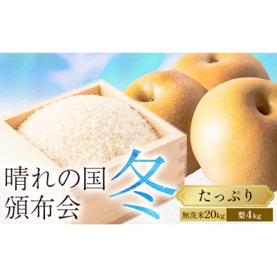 晴れの国頒布会 冬 たっぷり 無洗米 20kg 梨 4kg