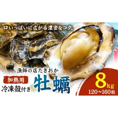 笠岡産 冷凍殻付き牡蠣 加熱用 8kg 120～160粒 《30日以内に出荷予定(土日祝除く)》