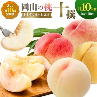 【2027年発送先行予約】桃 3ヶ月 計10回 定期便 岡山の桃 十撰 10種 各1kg 計10kg