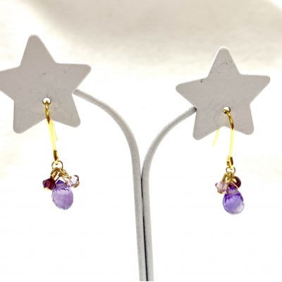 天然石アメジストとスワロフスキーのピアス