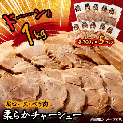 ドーーーンと1kg　柔らかチャーシュー　肩ロース・バラ肉(各100g×5パック)