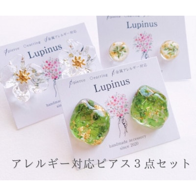 本物のお花を使用!レジンのアクセサリー　3点セット