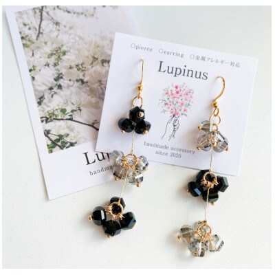 サージカルステンレス金属アレルギー対応 フックピアス・ブラックグレーカラー