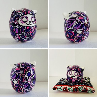 世界にひとつだけの手づくり猫だるまセット(猫耳付きだるま・座布団・布袋)