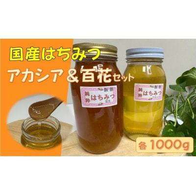 国産はちみつ食べ比べセット(百花とアカシア)各1000g