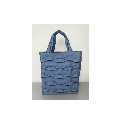 畳屋さんのヘリバッグ【手さげ(横はぎ)】青