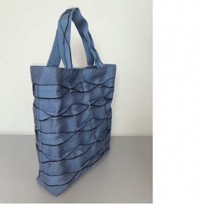 畳屋さんのヘリバッグ【手さげ(横はぎ)】青