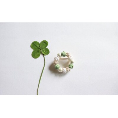 水引ブローチ【シロツメクサ】