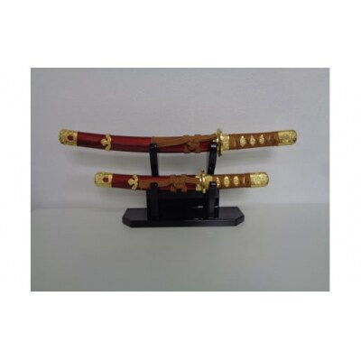 創業80余年 森泉人形の太刀二本飾り 金