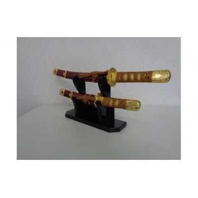 創業80余年 森泉人形の太刀二本飾り 金