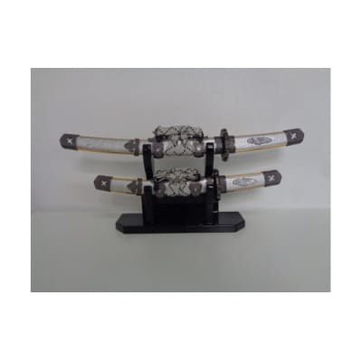 創業80余年 森泉人形の太刀二本飾り 銀