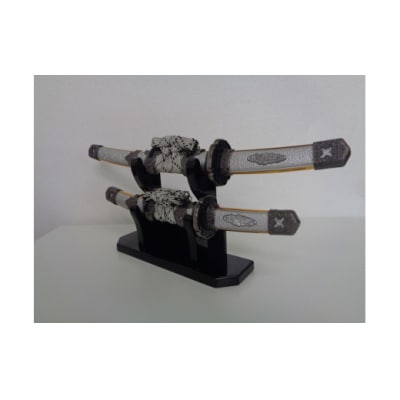 創業80余年 森泉人形の太刀二本飾り 銀