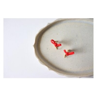 水引musubi耳飾り 赤 イヤリング 