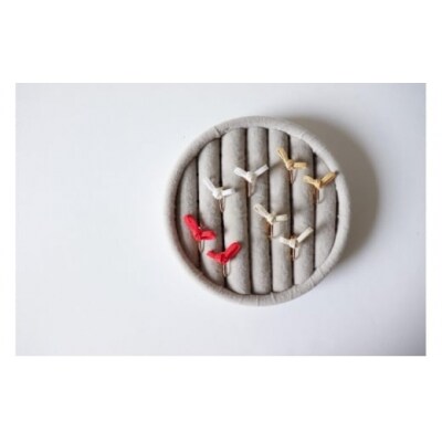 水引musubi耳飾り 赤 イヤリング 