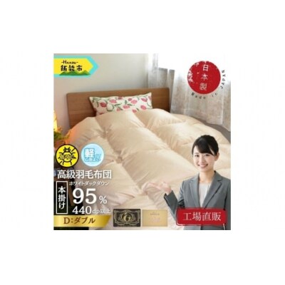 【工場直販】高級ノンキルト羽毛布団ダブル＜クリーンワッフル＞