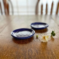 うつわ おしゃれな食器 プレート皿 菓子皿にもフラワーオブライフ模様 瑠璃色 小皿2枚