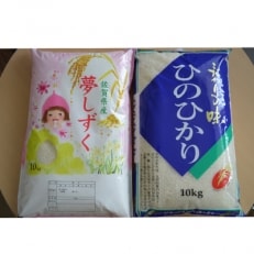 令和4年産　佐賀県鹿島産　夢しずく・佐賀県産　ヒノヒカリ　食べ比べ　20kg(10kg×2)