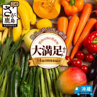 肥前の国の農産物大満足セット(野菜・卵・米・果物等)14品目程度詰め合わせ(鹿島市)