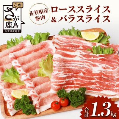 佐賀県産豚肉 バラスライス & ローススライス　(合計1.36kg)