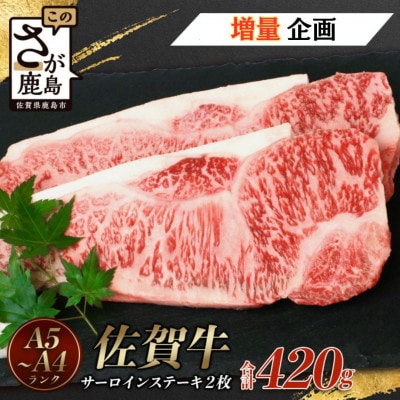 【増量企画】佐賀牛サーロインステーキ 2枚(合計420g)【黒毛和牛】