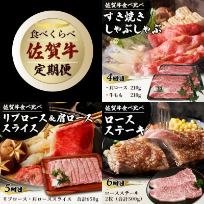 【毎月定期便】佐賀牛 食べ比べ 定期便(L-39)全6回