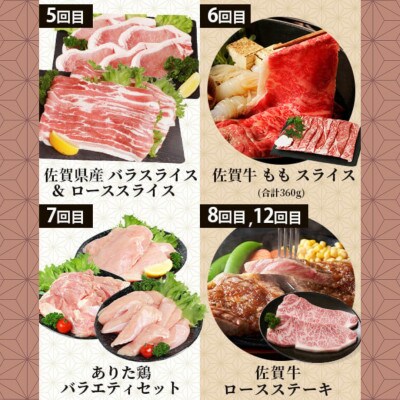 【毎月定期便】佐賀の「牛・豚・鶏」食べ比べ 定期便(V-44)全12回