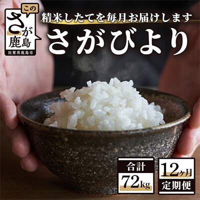【毎月定期便】【新鮮米】1等米 佐賀県鹿島産さがびより白米6kg 全12回