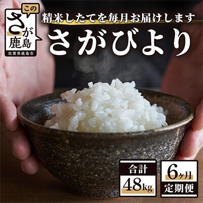 【毎月定期便】【新鮮米】1等米 佐賀県鹿島産さがびより白米8kg 全6回