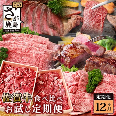 【毎月定期便】佐賀牛食べ比べ(モモ 肩ロース サーロイン 焼肉 ローストビーフ) V-46全12回